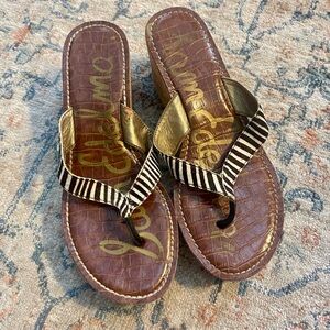 Sam Eldeman Zebra print Wedge Sandals